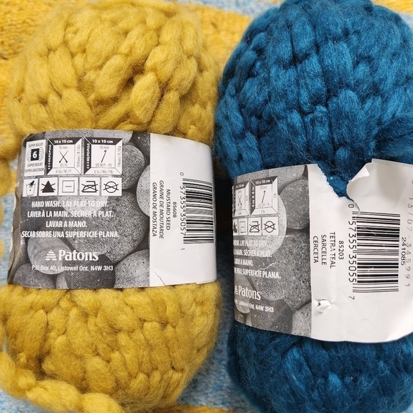 Patons Cobbles Yarn Mustard Seed Tetra Teal Bundle - Picture 2 of 2
